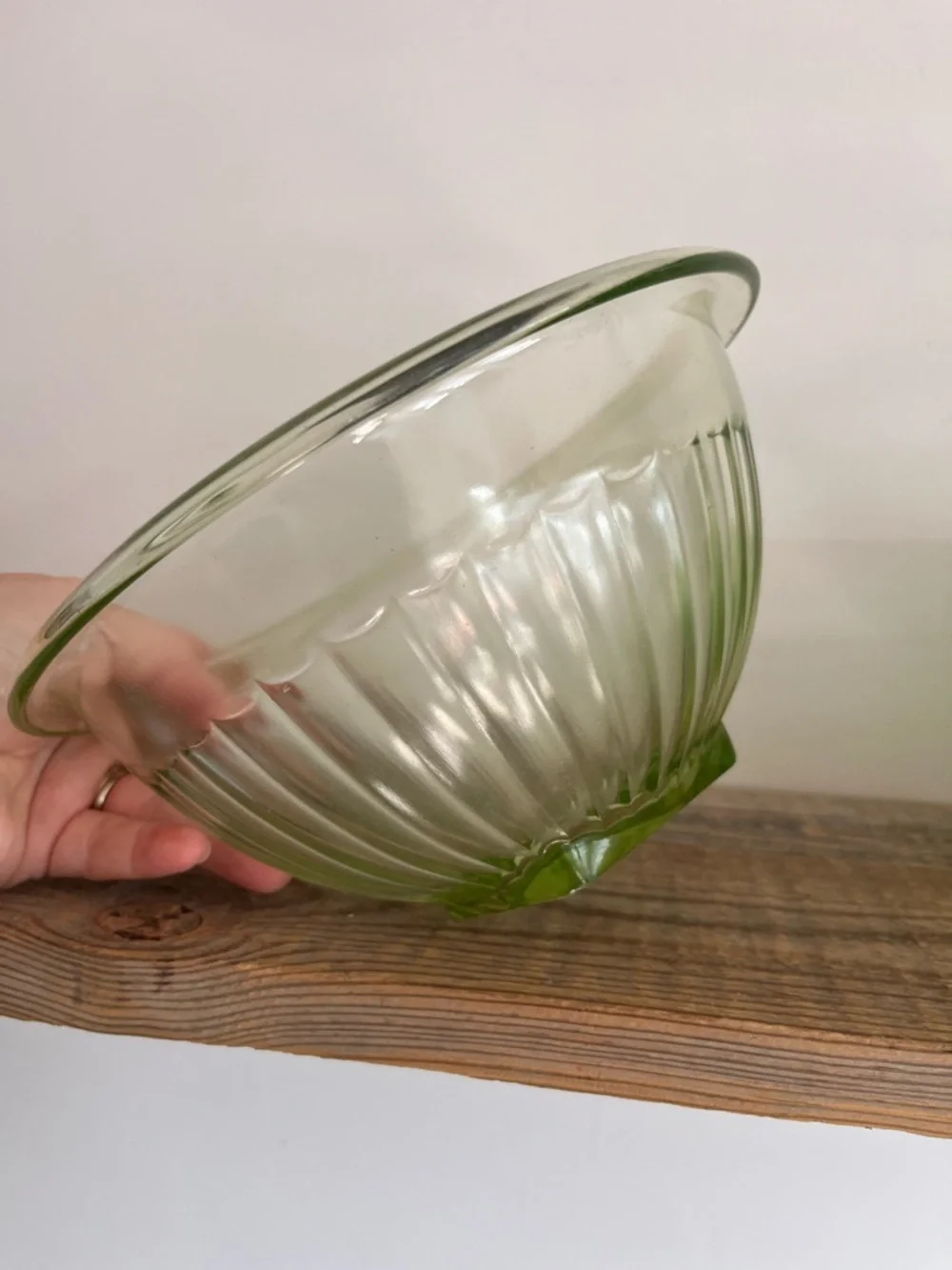 Hazel Atlas Uranium Vaseline Glass Mixing Bowls set two